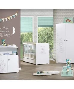 BabyPrice Armoire 2 Portes Bébé 175x85x56cm En Mélamine Blanc -Maisons du Monde boutique armoire 2 portes bebe 175x85x56cm en melamine blanc 2