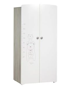 BabyPrice Armoire 2 Portes Bébé 175x85x56cm En Mélamine Blanc
