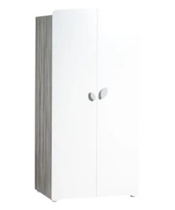 BabyPrice Armoire 2 Portes Bébé 175x86x56cm En Bois Gris