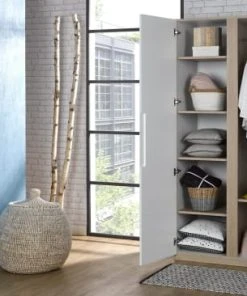 Nateo Concept Armoire 2 Portes Blanc Et Chêne Clair 9 Nateo Concept Armoire 2 Portes Blanc Et Chêne Clair -Maisons du Monde boutique armoire 2 portes blanc et chene clair 3