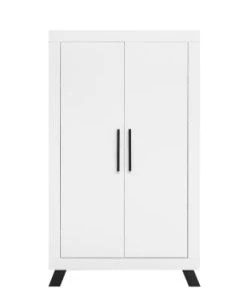 Bopita Armoire 2-portes Blanc/noir En MDF, Panneaux De Particules Et Hêtre
