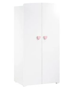 BabyPrice Armoire 2 Portes Coeur 175x85x56cm En Bois Blanc