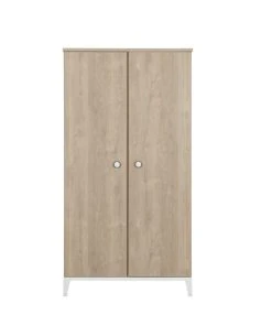CALICOSY Armoire 2 Portes Décor Bois Et Blanc Bébé - 102 X 195cm
