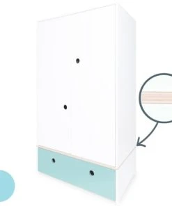 Wookids Armoire 2 Portes Façade Tiroir Bleu Ciel -Maisons du Monde boutique armoire 2 portes facade tiroir bleu ciel 1