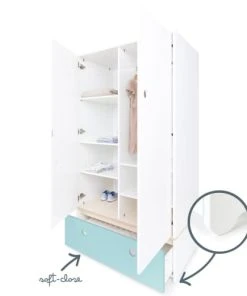 Wookids Armoire 2 Portes Façade Tiroir Bleu Ciel -Maisons du Monde boutique armoire 2 portes facade tiroir bleu ciel 2