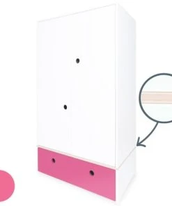 Wookids Armoire 2 Portes Façade Tiroir Fushia -Maisons du Monde boutique armoire 2 portes facade tiroir fushia 1