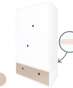 Wookids Armoire 2 Portes Façade Tiroir Gris Chaud -Maisons du Monde boutique armoire 2 portes facade tiroir gris chaud 1