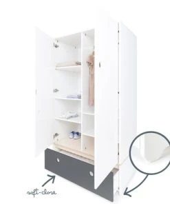 Wookids Armoire 2 Portes Façade Tiroir Gris Espace 10 Wookids Armoire 2 Portes Façade Tiroir Gris Espace -Maisons du Monde boutique armoire 2 portes facade tiroir gris espace 2