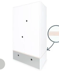 Wookids Armoire 2 Portes Façade Tiroir Gris Perle -Maisons du Monde boutique armoire 2 portes facade tiroir gris perle 1