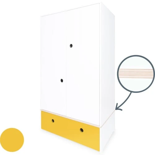 Wookids Armoire 2 Portes Façade Tiroir Jaune 4 Wookids Armoire 2 Portes Façade Tiroir Jaune - Image 2