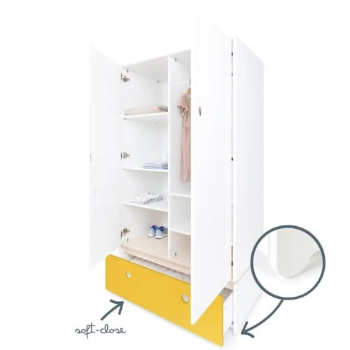 Wookids Armoire 2 Portes Façade Tiroir Jaune 5 Wookids Armoire 2 Portes Façade Tiroir Jaune - Image 3