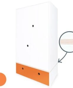 Wookids Armoire 2 Portes Façade Tiroir Orange -Maisons du Monde boutique armoire 2 portes facade tiroir orange 1