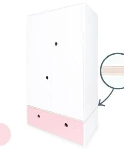 Wookids Armoire 2 Portes Façade Tiroir Rose Pastel -Maisons du Monde boutique armoire 2 portes facade tiroir rose pastel 1