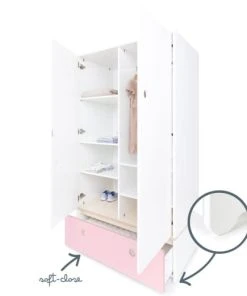 Wookids Armoire 2 Portes Façade Tiroir Rose Pastel -Maisons du Monde boutique armoire 2 portes facade tiroir rose pastel 2