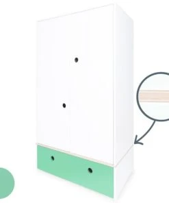 Wookids Armoire 2 Portes Façade Tiroir Vert Ocean 9 Wookids Armoire 2 Portes Façade Tiroir Vert Ocean -Maisons du Monde boutique armoire 2 portes facade tiroir vert ocean 1