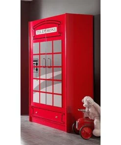 Vipack Armoire 2 Portes London Rouge -Maisons du Monde boutique armoire 2 portes london rouge 3