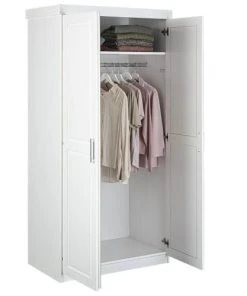 Altobuy Armoire 2 Portes + Penderie Bois Massif Vernis Blanc -Maisons du Monde boutique armoire 2 portes penderie bois massif vernis blanc 2