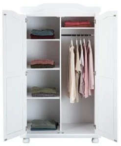 Altobuy Armoire 2 Portes + Penderie Bois Massif Vernis Blanc -Maisons du Monde boutique armoire 2 portes penderie bois massif vernis blanc 8