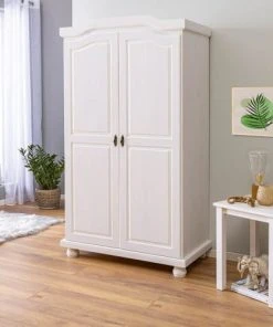 Altobuy Armoire 2 Portes + Penderie Bois Massif Vernis Blanc -Maisons du Monde boutique armoire 2 portes penderie bois massif vernis blanc 9