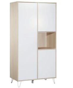 Sauthon Armoire 3 Portes 1 Niche 199x56x101cm Blanc