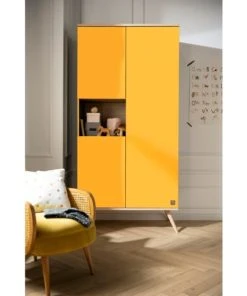 Sauthon Original Armoire 3 Portes 1 Niche 209x101x57cm Jaune -Maisons du Monde boutique armoire 3 portes 1 niche 209x101x57cm jaune 1