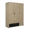 GAMI Armoire 3 Portes 1 Tiroir Chêne Noir