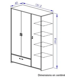 GAMI Armoire 3 Portes 1 Tiroir Chêne Noir -Maisons du Monde boutique armoire 3 portes 1 tiroir chene noir 5