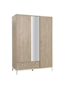 CALICOSY Armoire 3 Portes 1 Tiroir Effet Bois Enfant 136 X 195cm -Maisons du Monde boutique armoire 3 portes 1 tiroir effet bois enfant 136 x 195cm 2