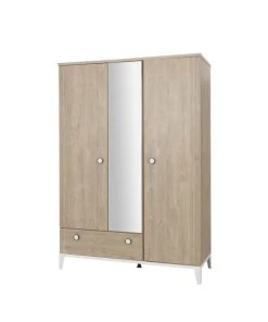 CALICOSY Armoire 3 Portes 1 Tiroir Effet Bois Enfant 136 X 195cm -Maisons du Monde boutique armoire 3 portes 1 tiroir effet bois enfant 136 x 195cm 3