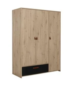 Terre De Nuit Armoire 3 Portes 1 Tiroir En Bois Imitation Chêne Clair Et Noir 200cm 7 Terre De Nuit Armoire 3 Portes 1 Tiroir En Bois Imitation Chêne Clair Et Noir 200cm -Maisons du Monde boutique armoire 3 portes 1 tiroir en bois imitation chene clair et noir 200cm 1