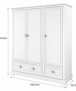 Bellamy Armoire 3 Portes 2 Tiroirs Blanc -Maisons du Monde boutique armoire 3 portes 2 tiroirs blanc 3