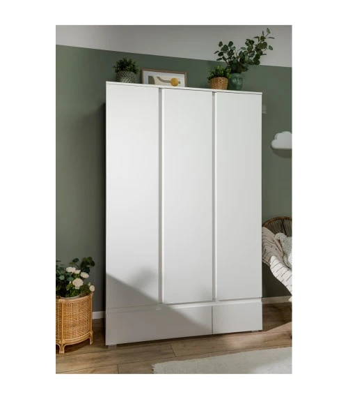 CALICOSY Armoire 3 Portes 2 Tiroirs Blanc- L120 X H191 X P55 Cm 4 CALICOSY Armoire 3 Portes 2 Tiroirs Blanc- L120 X H191 X P55 Cm - Image 2