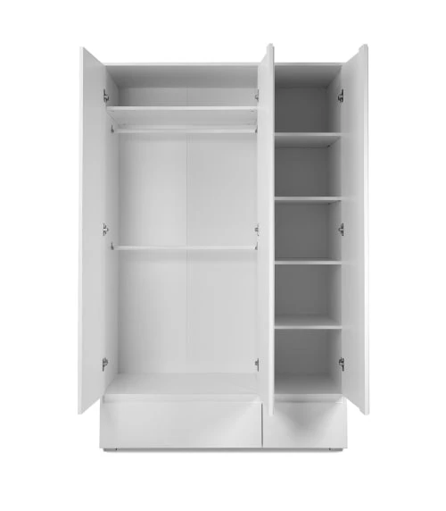 CALICOSY Armoire 3 Portes 2 Tiroirs Blanc- L120 X H191 X P55 Cm 5 CALICOSY Armoire 3 Portes 2 Tiroirs Blanc- L120 X H191 X P55 Cm - Image 3