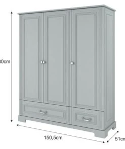 Bellamy Armoire 3 Portes 2 Tiroirs Gris -Maisons du Monde boutique armoire 3 portes 2 tiroirs gris 3