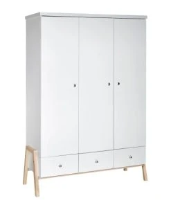 Schardt Armoire 3 Portes 3 Tiroirs Blanc Naturel