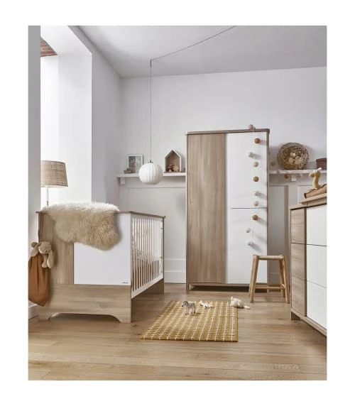 CALICOSY Armoire 3 Portes Bois Et Blanc Bébé - 95 X 185 Cm 4 CALICOSY Armoire 3 Portes Bois Et Blanc Bébé - 95 X 185 Cm – Image 2