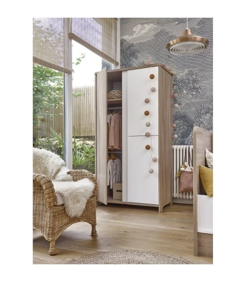 CALICOSY Armoire 3 Portes Bois Et Blanc Bébé - 95 X 185 Cm 5 CALICOSY Armoire 3 Portes Bois Et Blanc Bébé - 95 X 185 Cm – Image 3