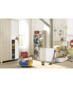 CALICOSY Armoire 3 Portes Bois Et Blanc Enfant - 98 X 185cm -Maisons du Monde boutique armoire 3 portes bois et blanc enfant 98 x 185cm 3