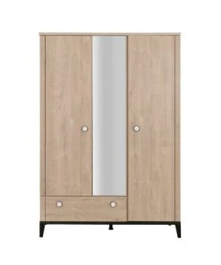 Galipette Armoire 3 Portes Effet Bois Marron Clair 58x136x195 -Maisons du Monde boutique armoire 3 portes effet bois marron clair 58x136x195 2