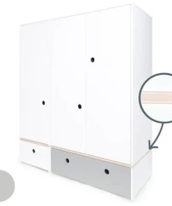 Wookids Armoire 3 Portes Façades Tiroirs Blanc -Maisons du Monde boutique armoire 3 portes facades tiroirs blanc 5
