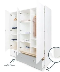 Wookids Armoire 3 Portes Façades Tiroirs Blanc -Maisons du Monde boutique armoire 3 portes facades tiroirs blanc 6