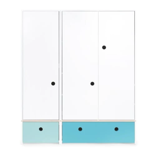 Wookids Armoire 3 Portes Façades Tiroirs Bleu Ciel-bleu Paradis 3 Wookids Armoire 3 Portes Façades Tiroirs Bleu Ciel-bleu Paradis