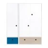 Wookids Armoire 3 Portes Façades Tiroirs Bleu Marine