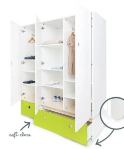 Wookids Armoire 3 Portes Façades Tiroirs Citron Vert 10 Wookids Armoire 3 Portes Façades Tiroirs Citron Vert -Maisons du Monde boutique armoire 3 portes facades tiroirs citron vert 2