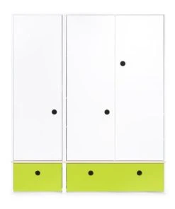 Wookids Armoire 3 Portes Façades Tiroirs Citron Vert