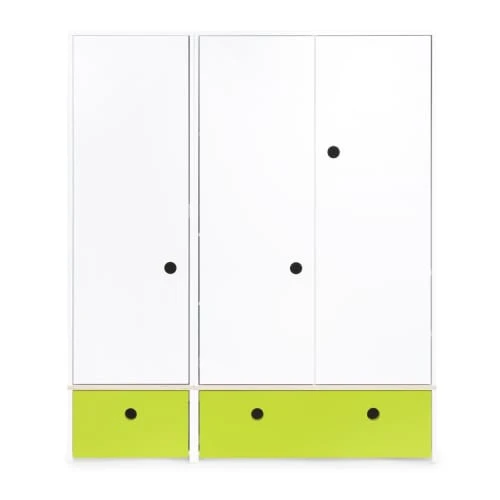 Wookids Armoire 3 Portes Façades Tiroirs Citron Vert 3 Wookids Armoire 3 Portes Façades Tiroirs Citron Vert
