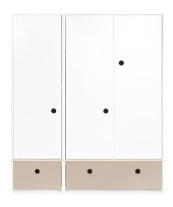 Wookids Armoire 3 Portes Façades Tiroirs Gris Chaud
