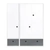 Wookids Armoire 3 Portes Façades Tiroirs Gris Espace