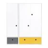 Wookids Armoire 3 Portes Façades Tiroirs Gris Espace-jaune