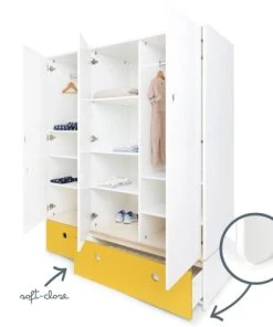 Wookids Armoire 3 Portes Façades Tiroirs Jaune -Maisons du Monde boutique armoire 3 portes facades tiroirs jaune 2